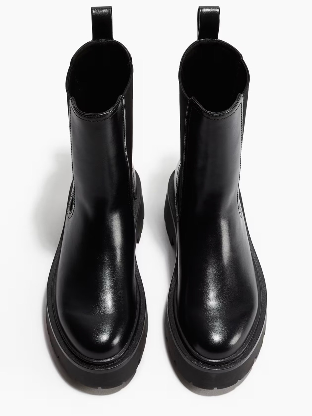 H&M Black Leather Chunky Chelsea Ankle Boots